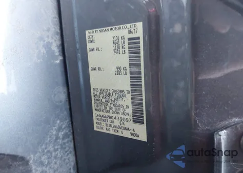 2017 Nissan Maxima 3.5 Sl z USA, uszkodzony, nr VIN 1N4AA6AP9HC439097